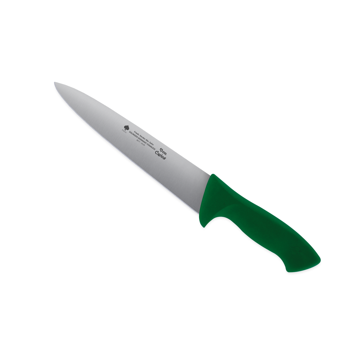 Kochmesser Don Carlos von F. HERDER mit breiter 26 cm Klinge und grünem Kunststoffgriff