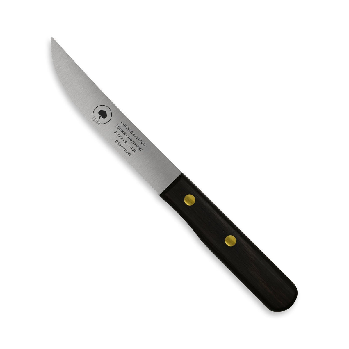 Steakmesser mit Mooreichengriff, Wellenschliff, 15,5 cm Klinge