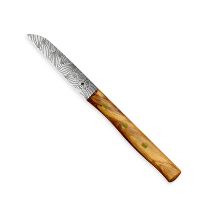 Zöppken Starter-Set mit Olivenholzgriff, Blattgravur, 8 cm Klinge aus Solingen (Variante 2)