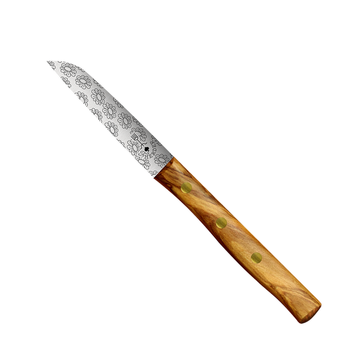 Zöppken Starter-Set mit Olivenholzgriff, Blumengravur, 8 cm Klinge aus Solingen