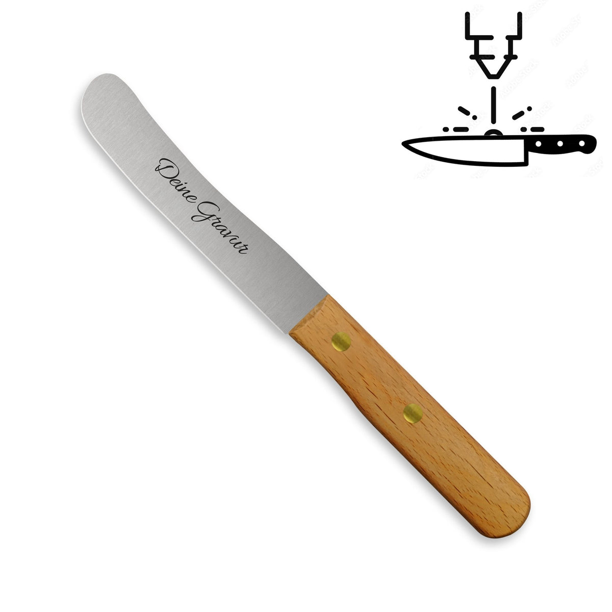 Buckelsmesser / Frühstücksmesser - Eigene Gravur mit Buchenholzgriff