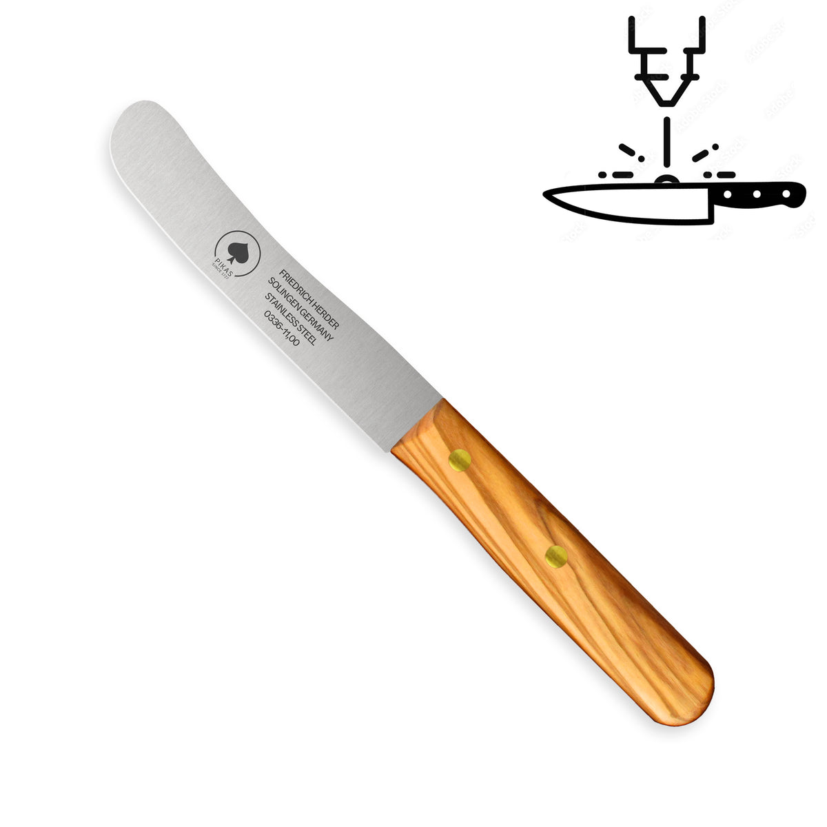 Buckelsmesser / Frühstücksmesser - Eigene Gravur mit Olivenholzgriff