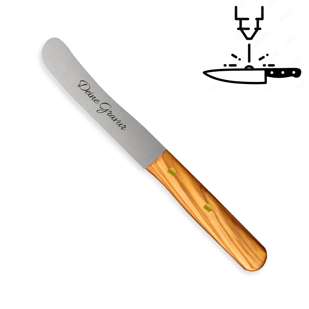 Buckelsmesser / Frühstücksmesser - Eigene Gravur mit Olivenholzgriff aus Solingen
