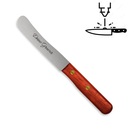Buckelsmesser / Frühstücksmesser - Eigene Gravur mit Padoukgriff, Wellenschliff (Variante 1)