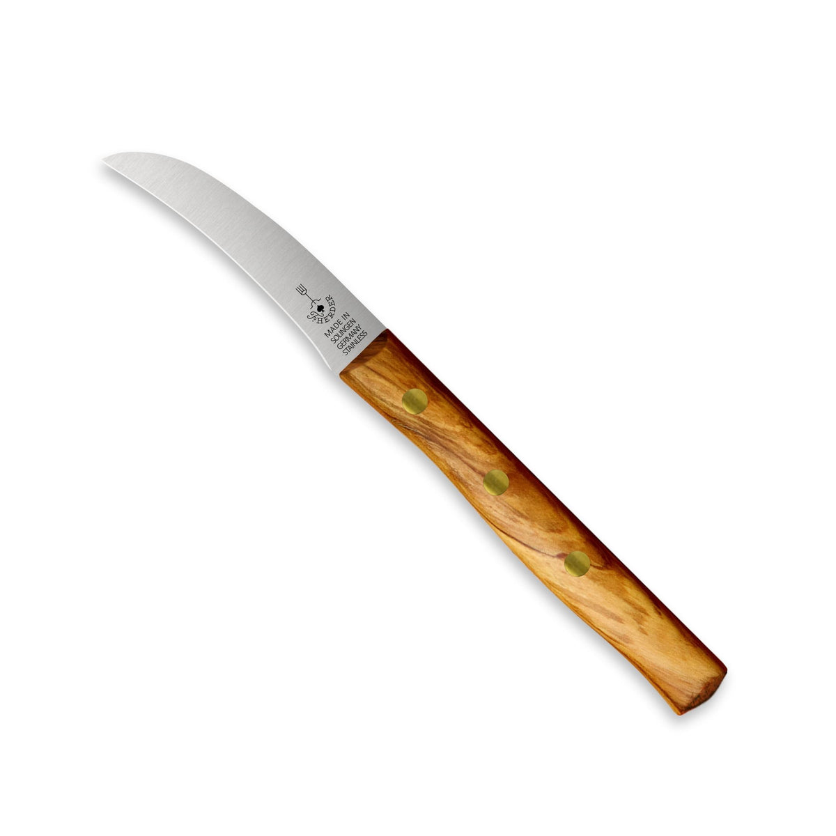 Zöppken Style Hohle Wate Rostfrei, Olivenholzgriff, Herder-Gravur, 7 cm Klinge