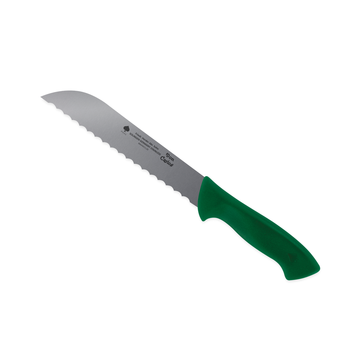 Kohlerntemesser Don Carlos von F. HERDER mit 21 cm Wellenschliff-Klinge und grünem Kunststoffgriff