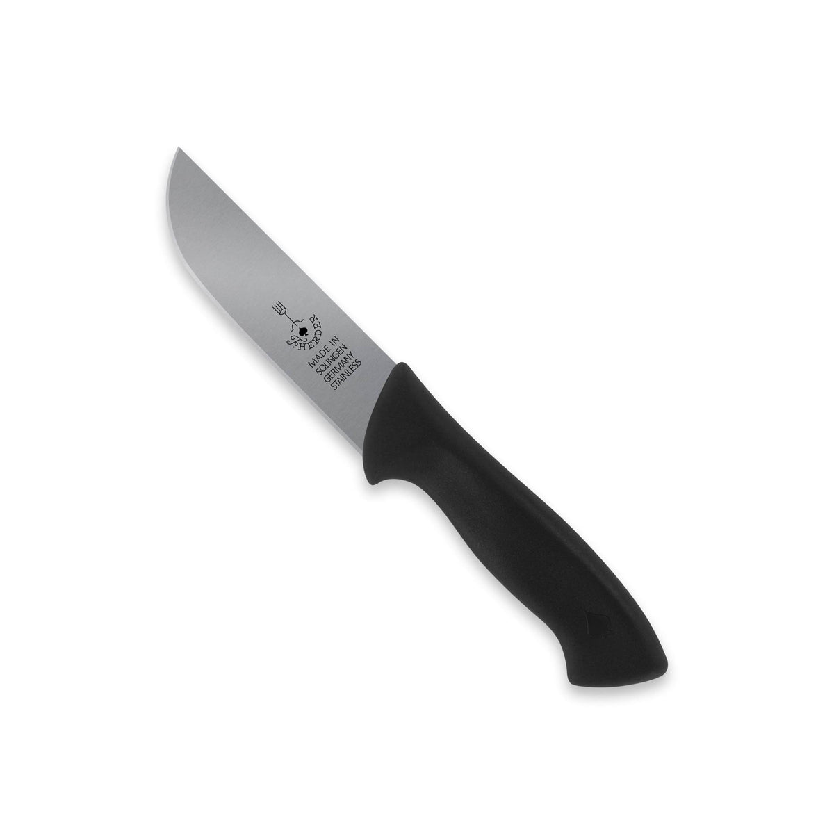 Fleischermesser / Schlachtmesser mit schwarzem Kunststoffgriff, 14 cm Klinge