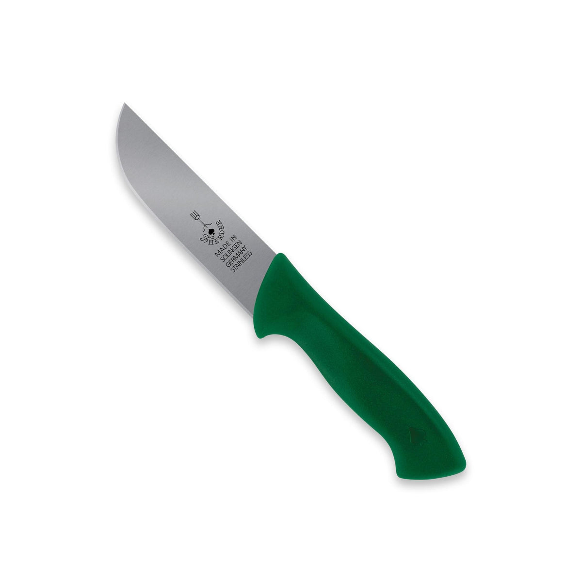 Fleischermesser / Schlachtmesser mit grünem Kunststoffgriff, 14 cm Klinge