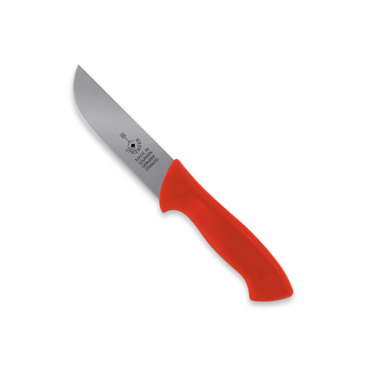 Fleischermesser / Schlachtmesser mit rotem Kunststoffgriff, 14 cm Klinge