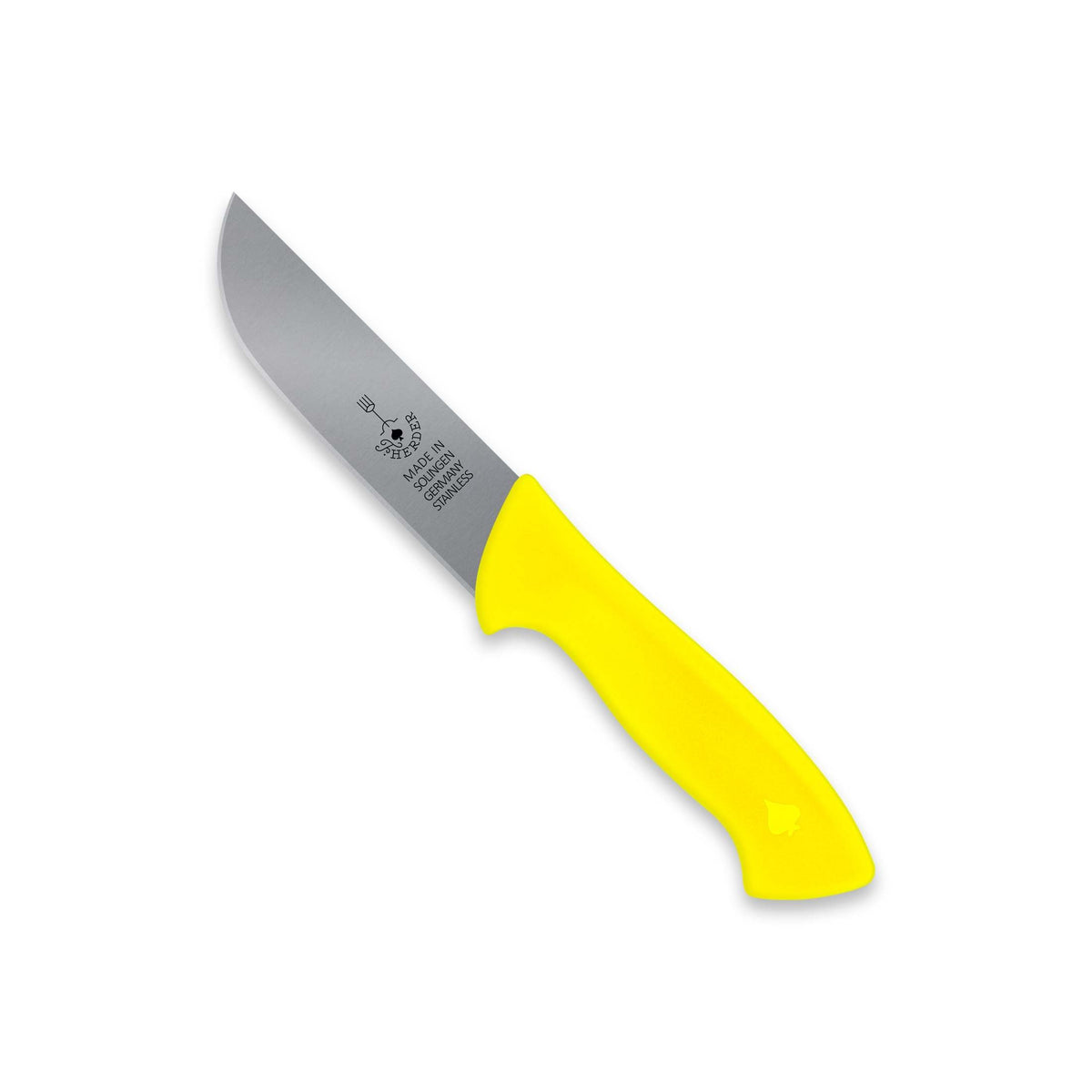 Fleischermesser / Schlachtmesser mit gelbem Kunststoffgriff, 14 cm Klinge