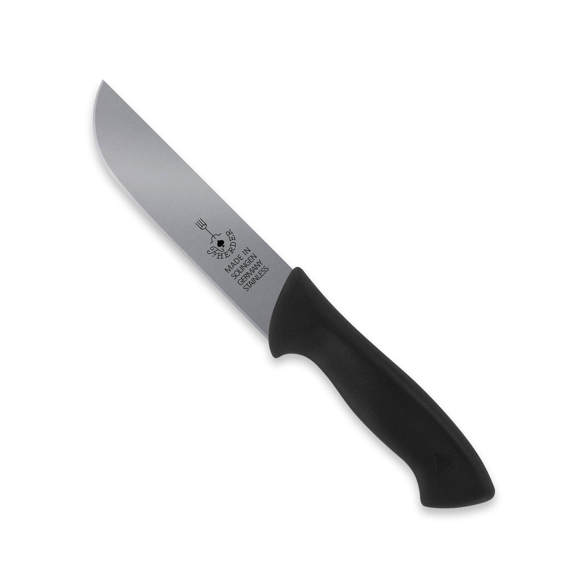 Fleischermesser / Schlachtmesser mit schwarzem Kunststoffgriff, 16 cm Klinge