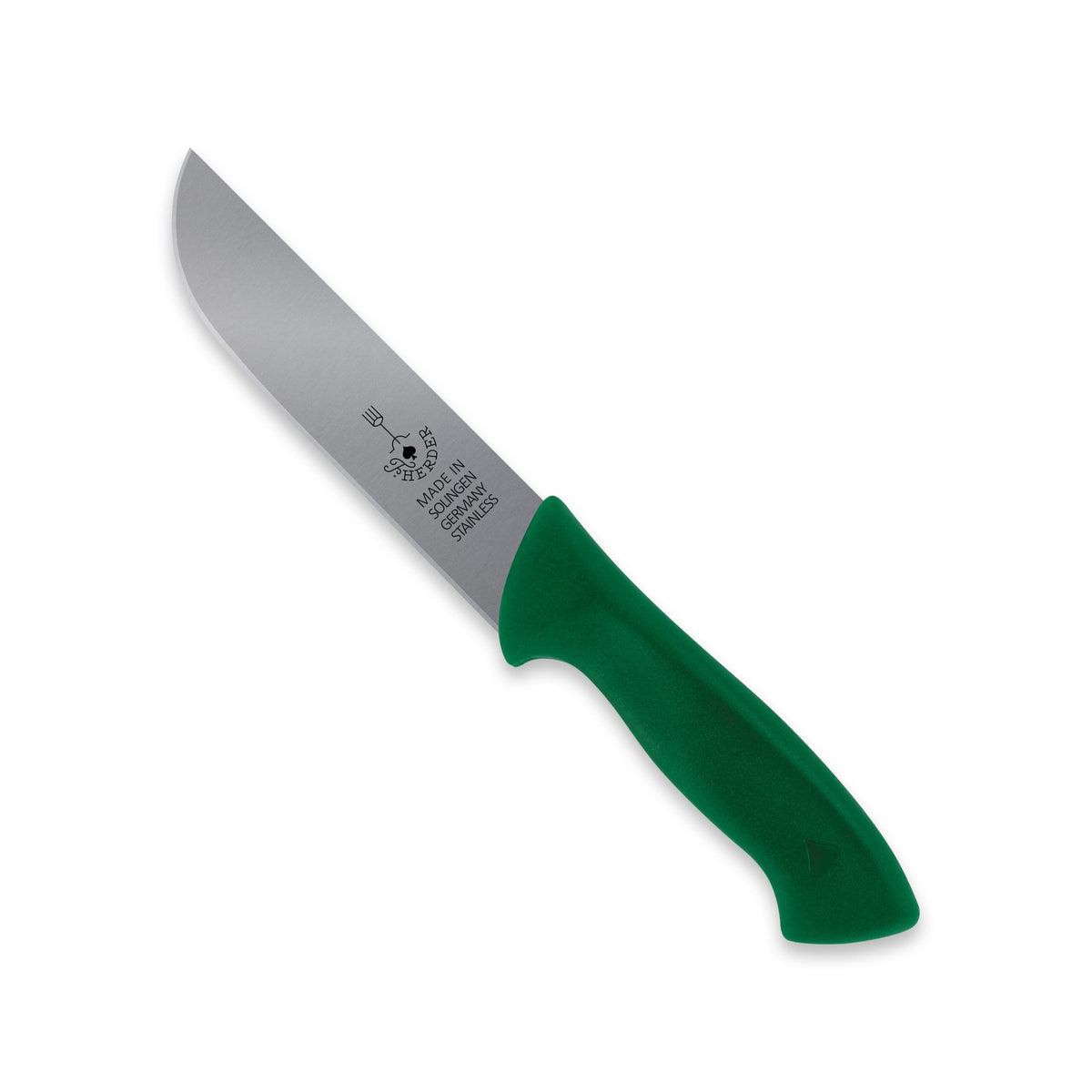 Fleischermesser / Schlachtmesser mit grünem Kunststoffgriff, 16 cm Klinge