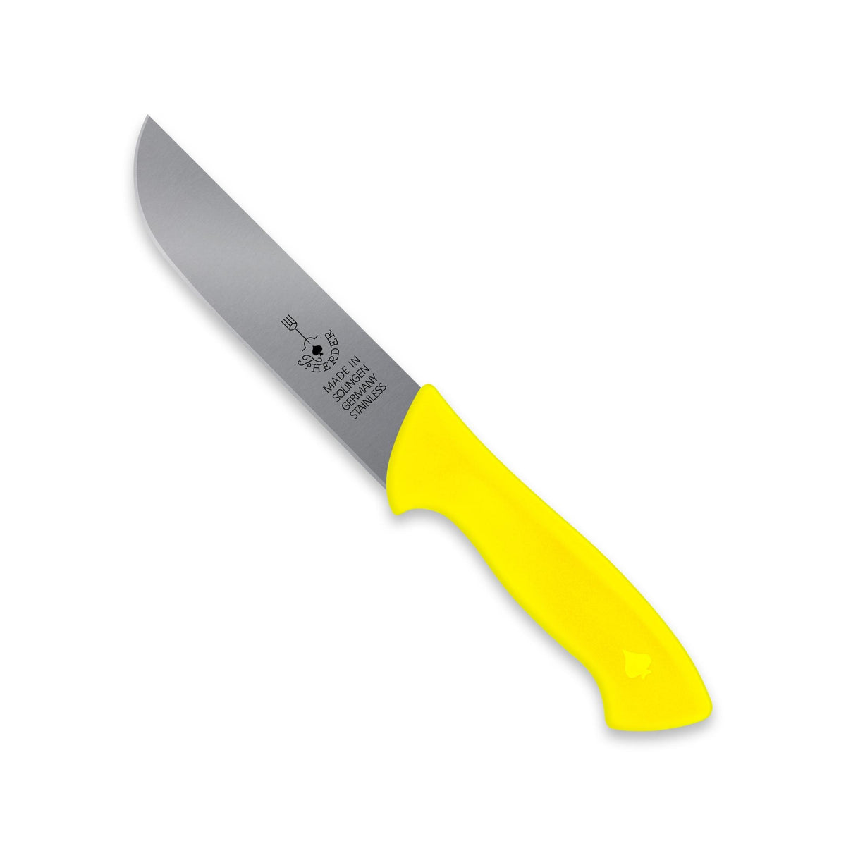 Fleischermesser / Schlachtmesser mit gelbem Kunststoffgriff, 16 cm Klinge
