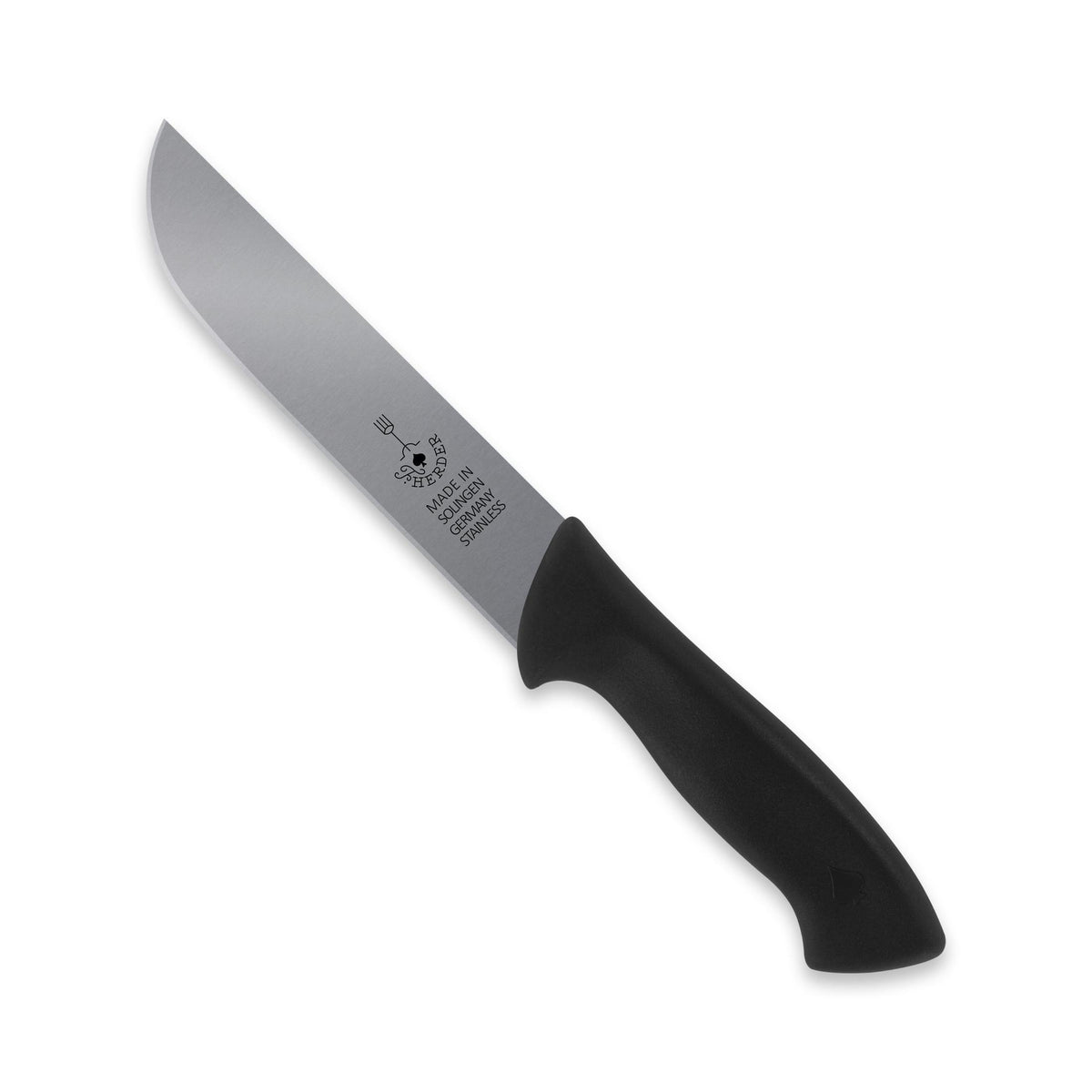 Fleischermesser / Schlachtmesser mit schwarzem Kunststoffgriff, 18 cm Klinge