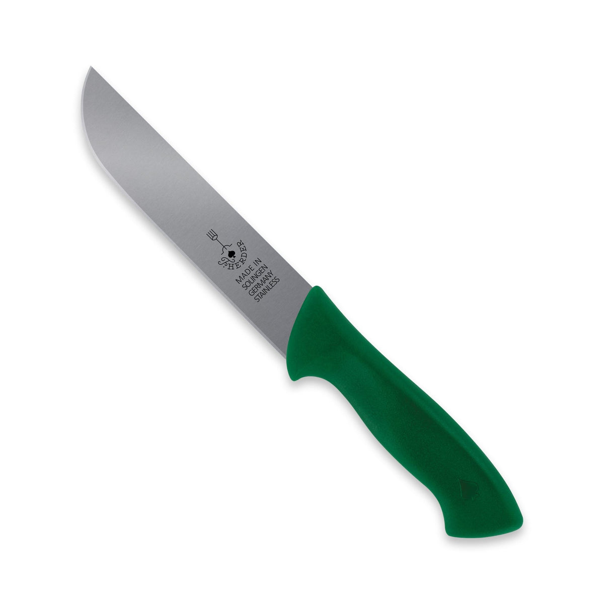 Fleischermesser / Schlachtmesser mit grünem Kunststoffgriff, 18 cm Klinge