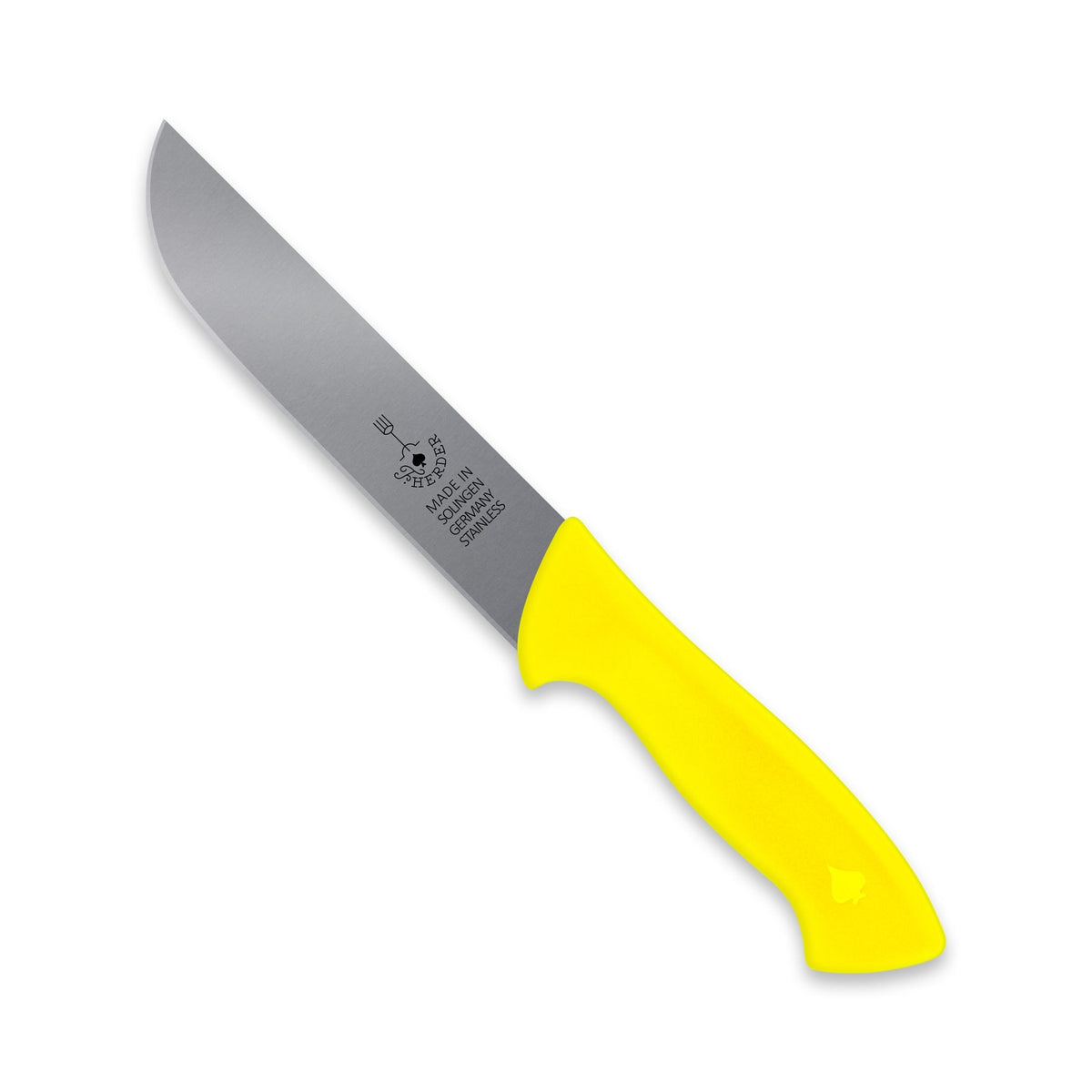 Fleischermesser / Schlachtmesser mit gelbem Kunststoffgriff, 18 cm Klinge