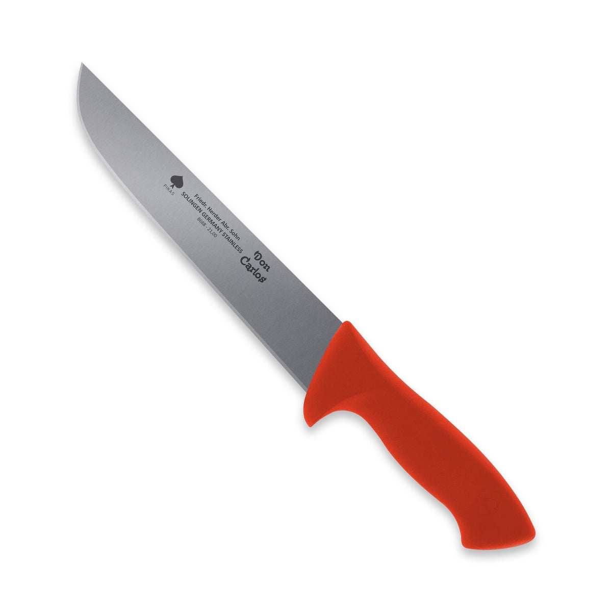 Fleischermesser / Schlachtmesser mit rotem Kunststoffgriff, 21 cm Klinge