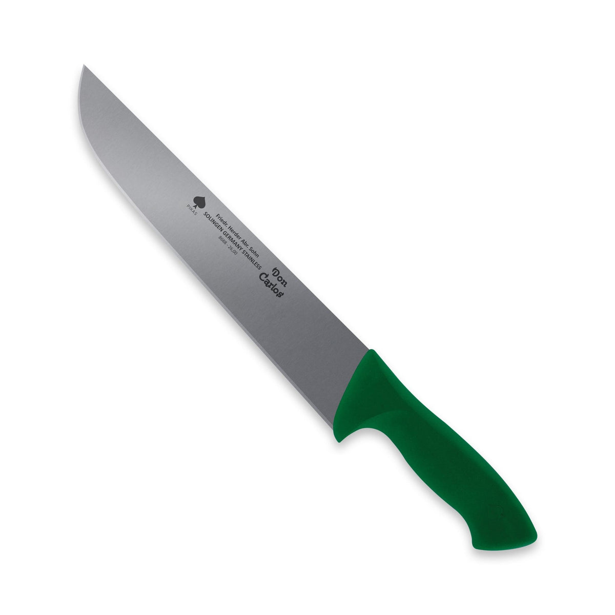 Fleischermesser / Schlachtmesser mit grünem Kunststoffgriff, 26 cm Klinge