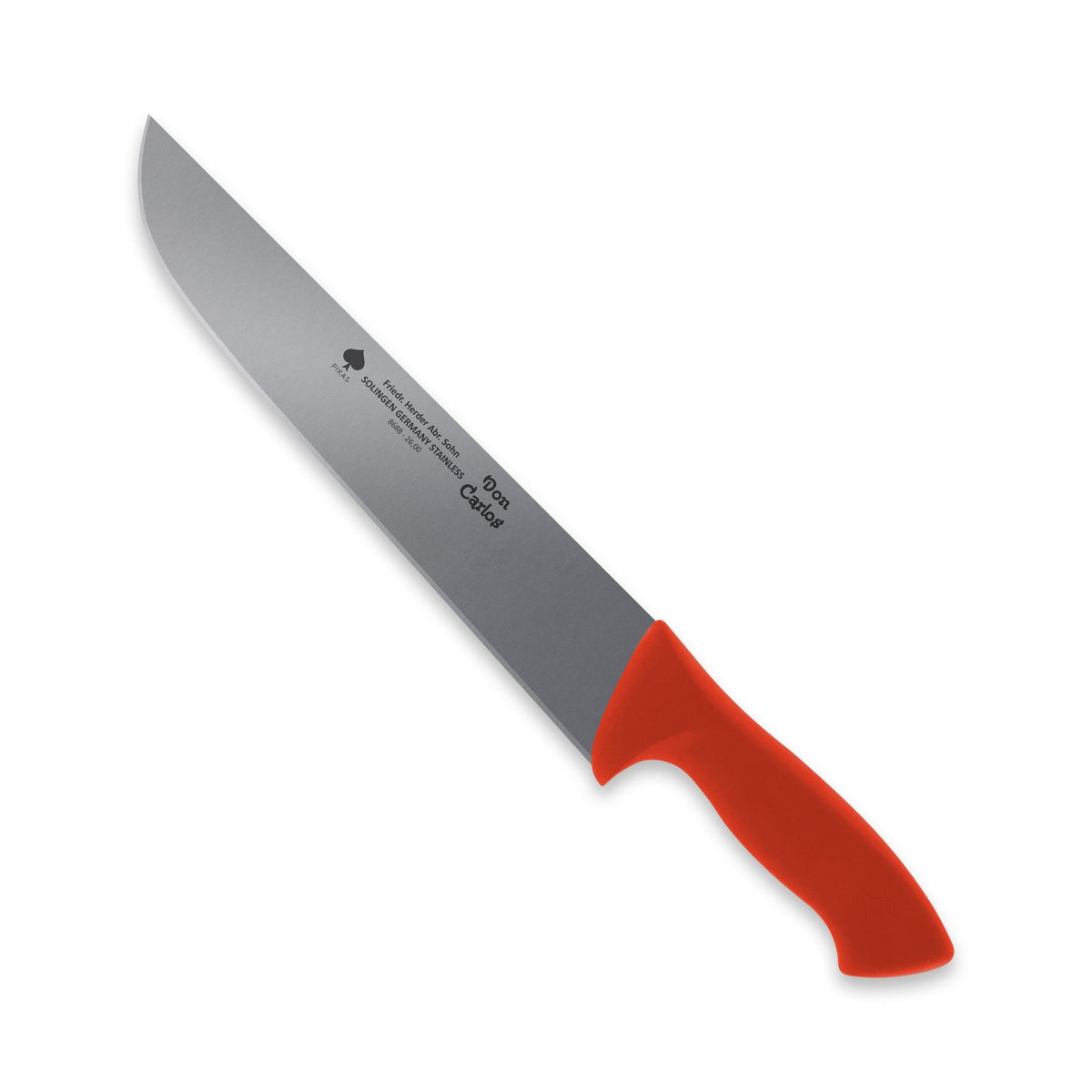 Fleischermesser / Schlachtmesser mit rotem Kunststoffgriff, 26 cm Klinge