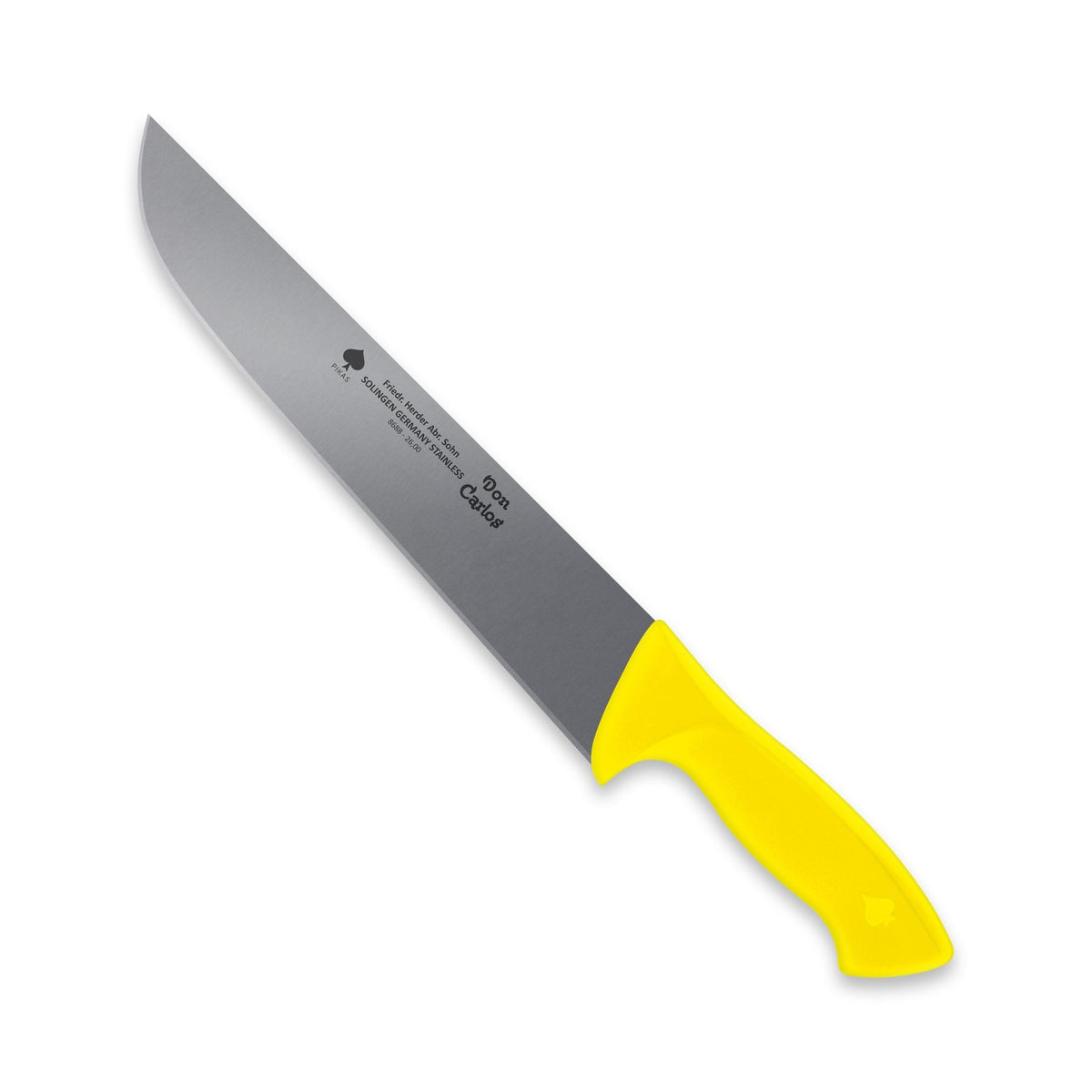 Fleischermesser / Schlachtmesser mit gelbem Kunststoffgriff, 26 cm Klinge