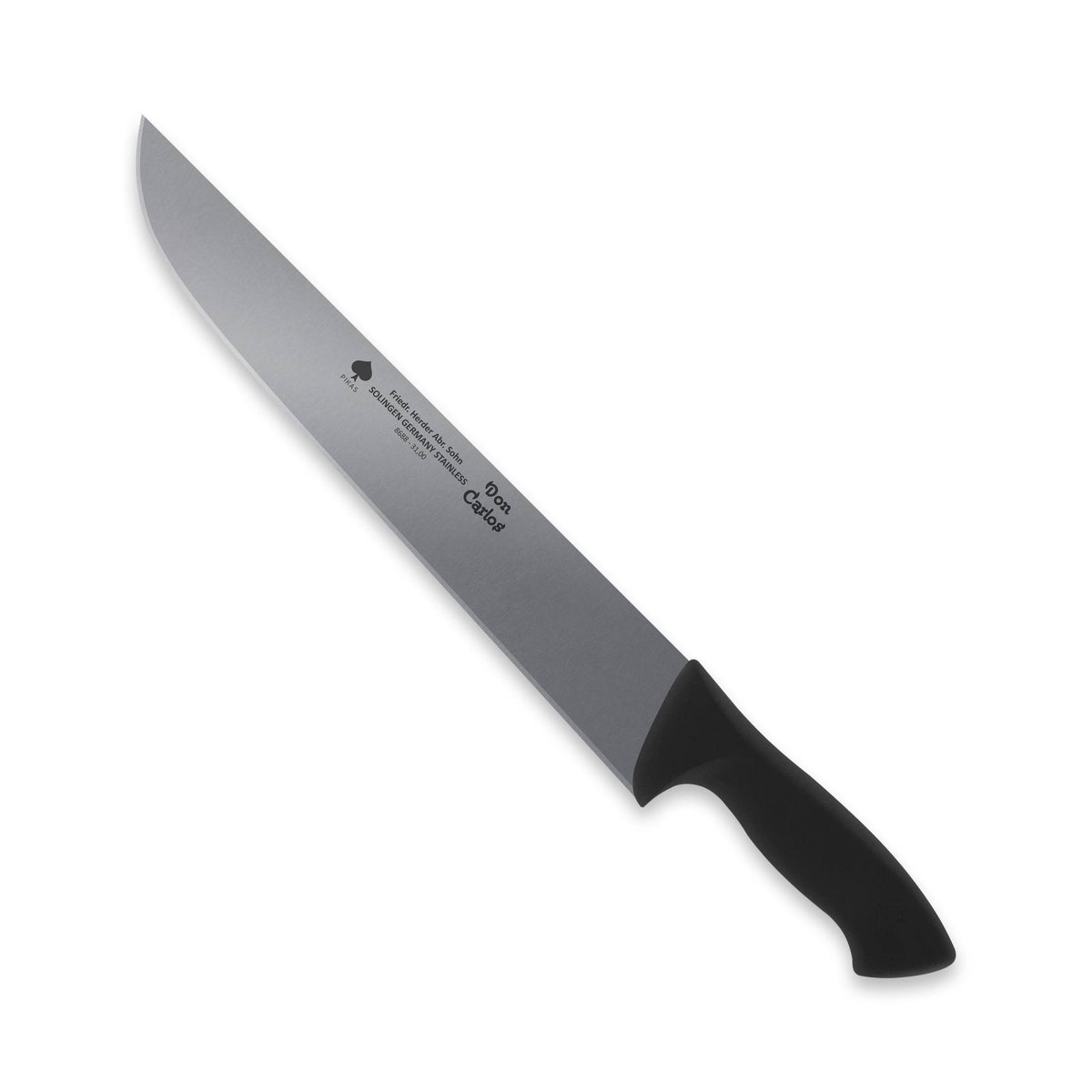 Fleischermesser / Schlachtmesser mit schwarzem Kunststoffgriff, 31 cm Klinge