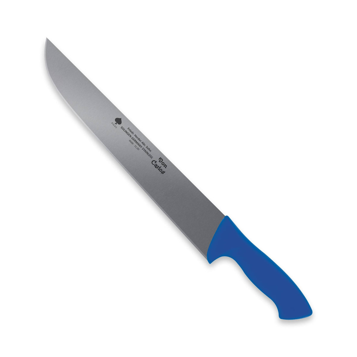 Fleischermesser / Schlachtmesser mit blauem Kunststoffgriff, 31 cm Klinge