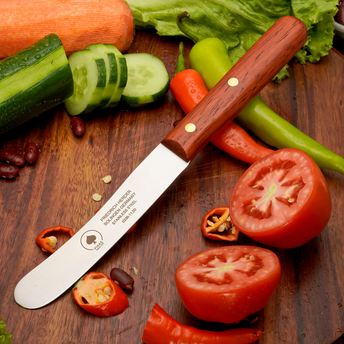 Buckelsmesser Brotmesser Solingen – Padouk Holzgriff mit Glattschliff – Ansicht 1