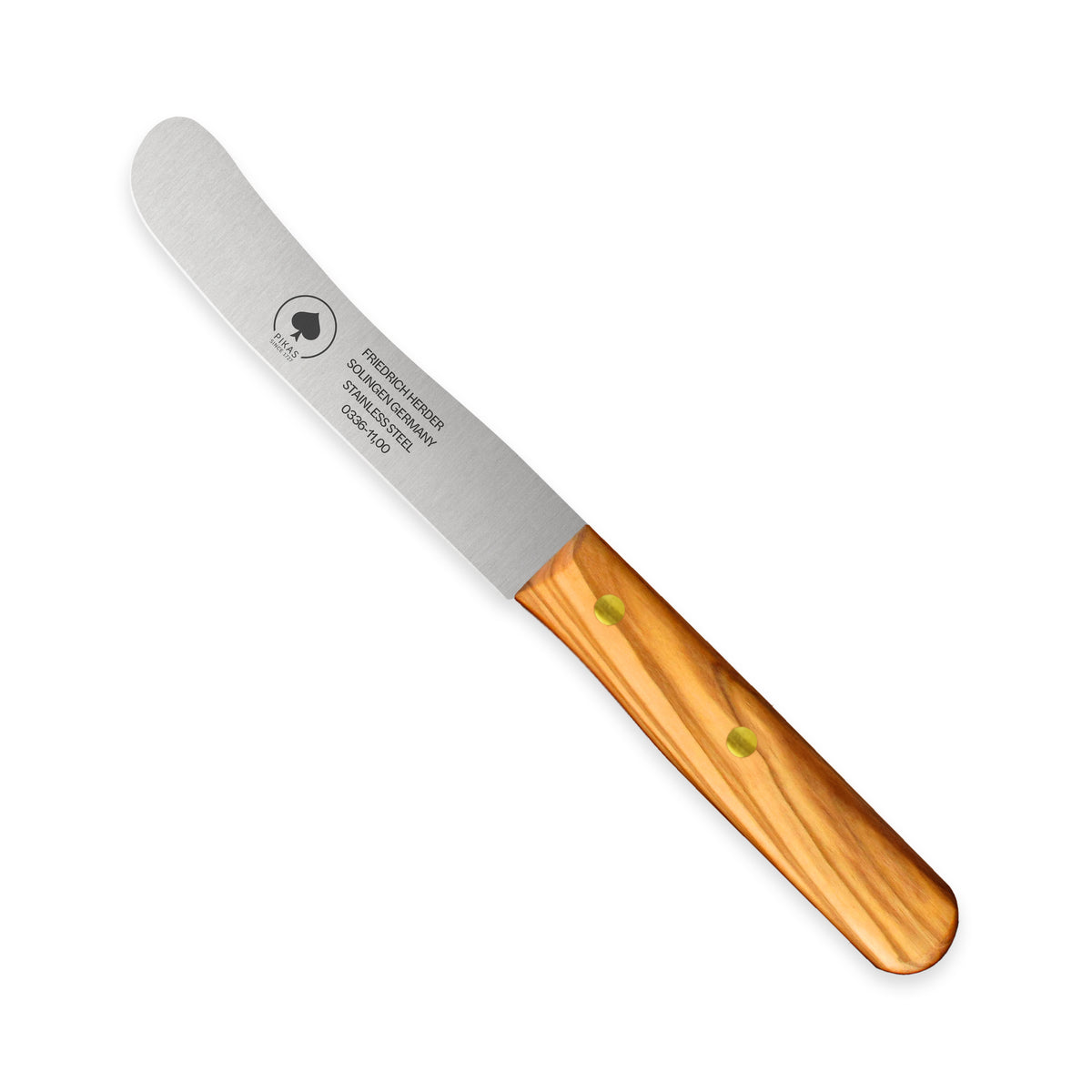 Frühstücksmesser Buckelsmesser aus Solingen mit Olive Holzgriff und Glattschliff – traditionelles Solingen Messer für Brot und Frühstück, 11 cm Klinge (Variante 2)