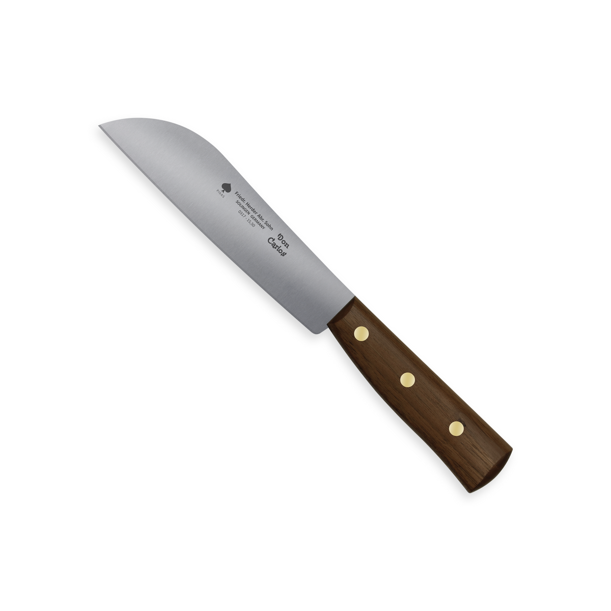 Erntemesser aus Carbonstahl mit Holzgriff, Gemüse, Gartenmesser aus Solingen für Gemüse- und Salaternte, Walnussgriff, 15,5 cm Klinge