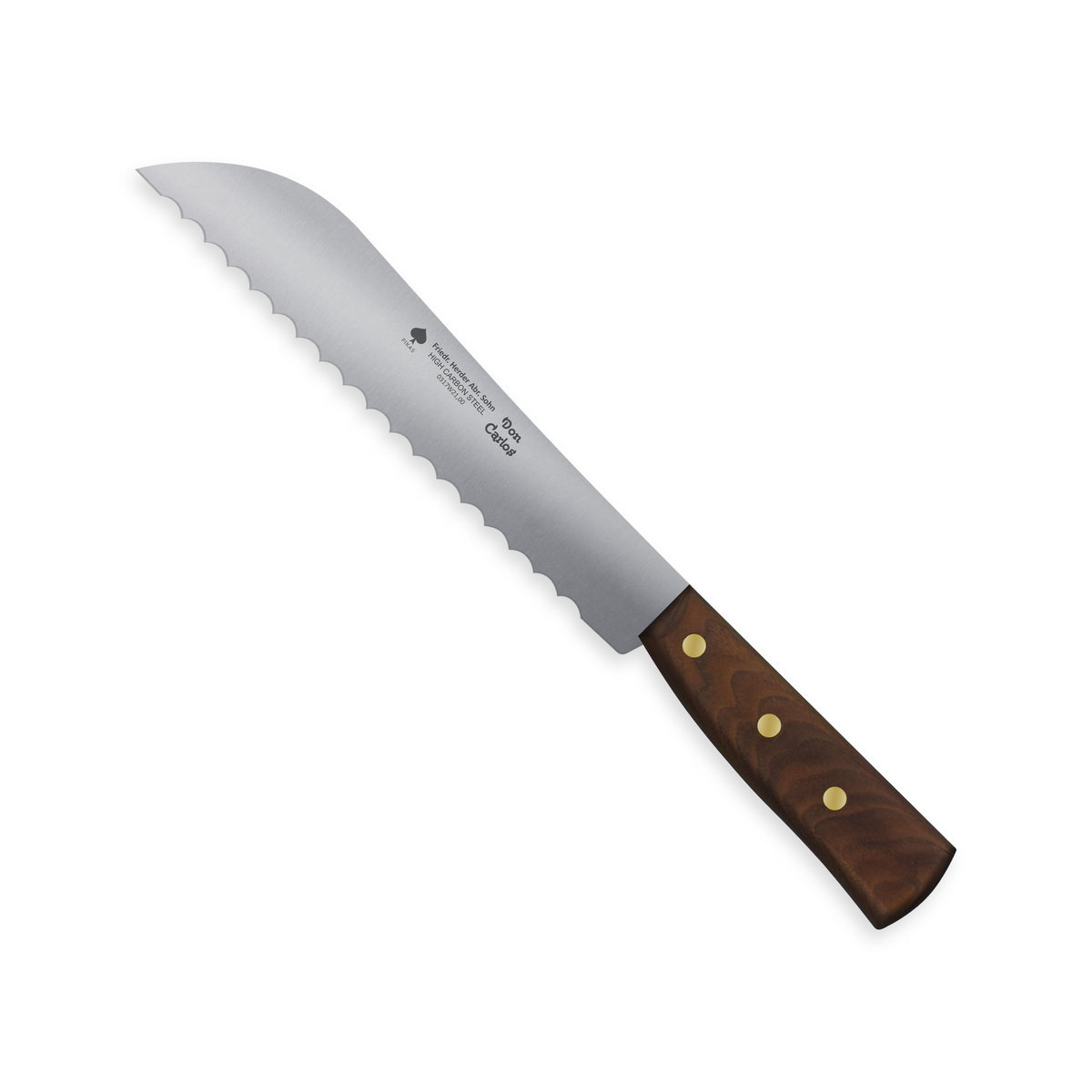 Erntemesser aus Carbonstahl mit Holzgriff, Gemüse, Gartenmesser aus Solingen für Gemüse- und Salaternte, Walnussgriff, Wellenschliff, 18 cm Klinge
