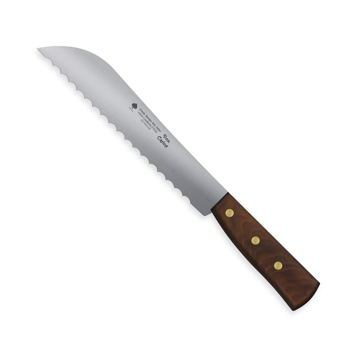 Erntemesser aus Carbonstahl mit Holzgriff, Gemüse, Gartenmesser aus Solingen für Gemüse- und Salaternte, Walnussgriff, Wellenschliff, 21 cm Klinge
