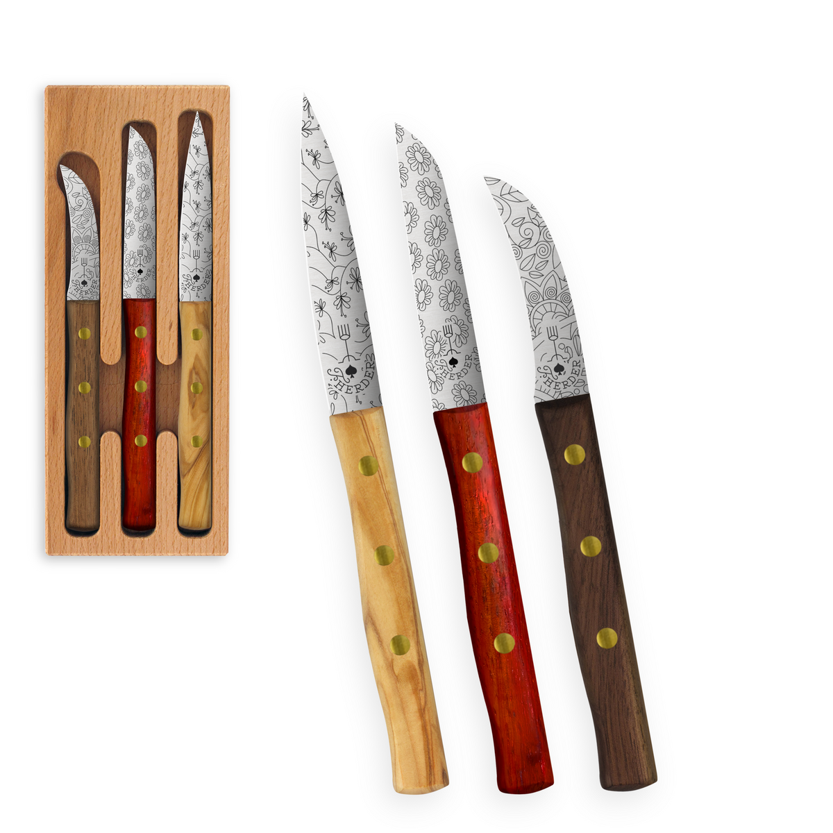 Zöppken Style 3er Set – rostfreie Klinge aus Solingen (Variante 1)