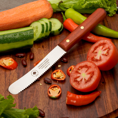 Buckelsmesser Brotmesser Solingen – Padouk Holzgriff mit Wellenschliff – Ansicht 1