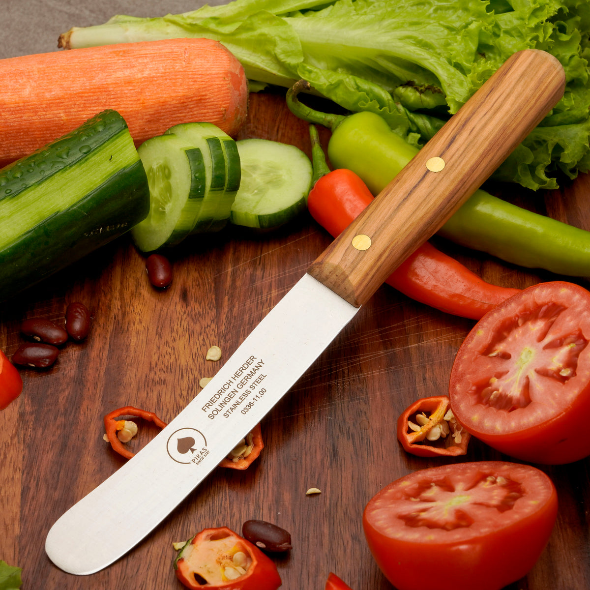 Buckelsmesser Brotmesser Solingen – Olivenholzgriff mit Glattschliff – Ansicht 1