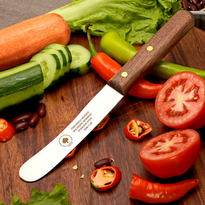 Buckelsmesser Brotmesser Solingen – Walnuss Holzgriff mit Glattschliff – Ansicht 1