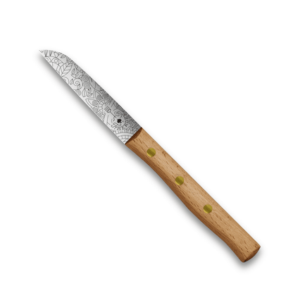 Gemüsemesser Solingen Zöppken Style Rostfrei Buche Holzgriff Dünnschliff mit Mosaikgravur (Variante 1)