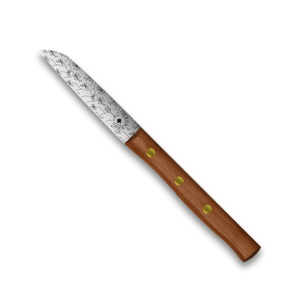 Gemüsemesser Solingen Zöppken Style Rostfrei Buche Holzgriff Dünnschliff mit Rankengravur (Variante 2)