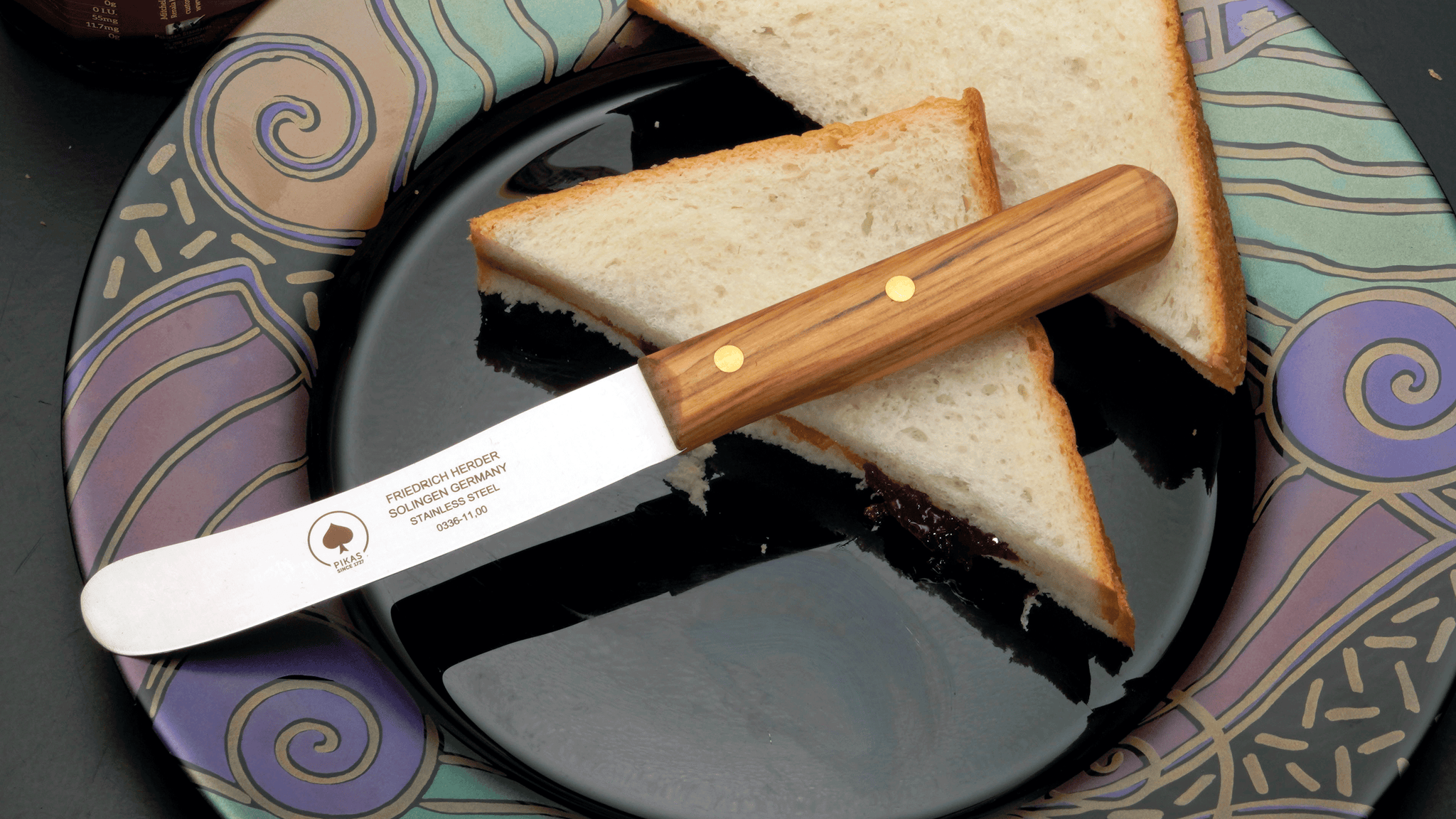Brotzeitmesser Solingen – Brotmesser mit Buckelklinge und Olivenholzgriff, Solinger Qualitätsmesser