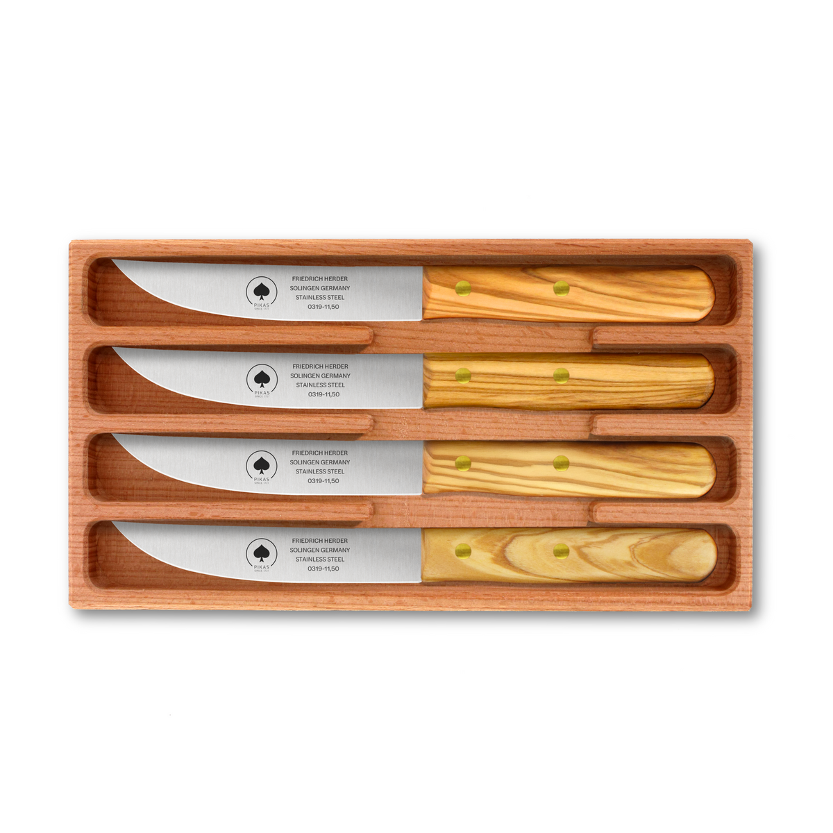 Steakmesser Holzgriff 4er Set mit Olivenholzgriff aus Solingen