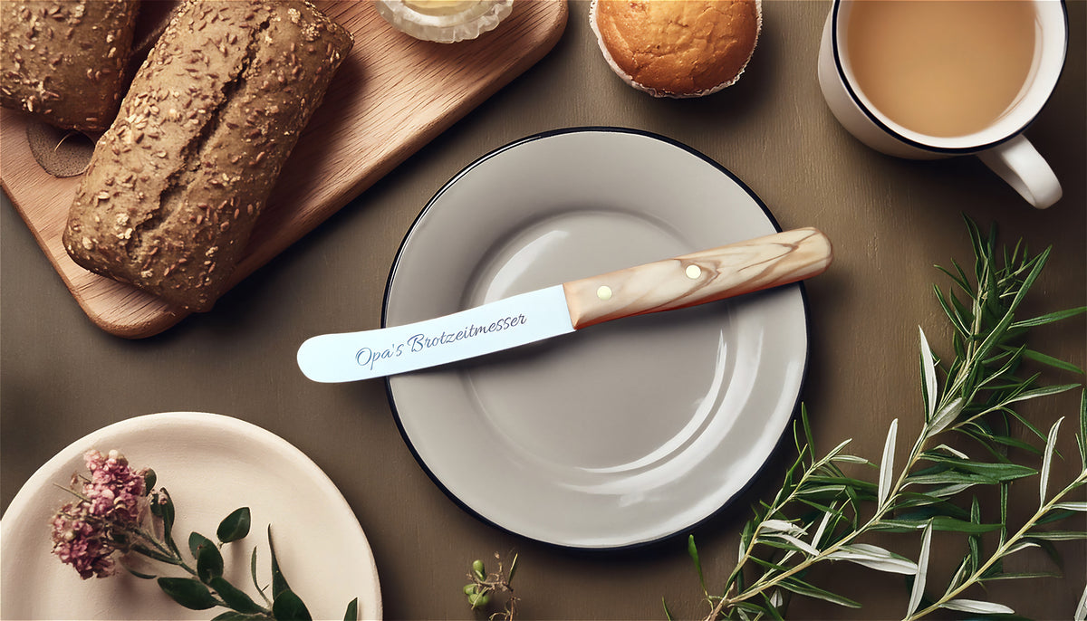 Solinger Messer – Buckelsmesser, Brötchenmesser, Frühstücksmesser mit Wellenklinge, handgefertigt in Solingen, ideal für Brot und Gebäck.